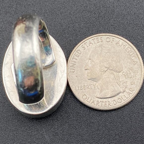 Charles Albert Black Onyx .950 Fine Silver Modernist 1" Ring Sz. 8.5 Thick Band - Picture 12 of 13